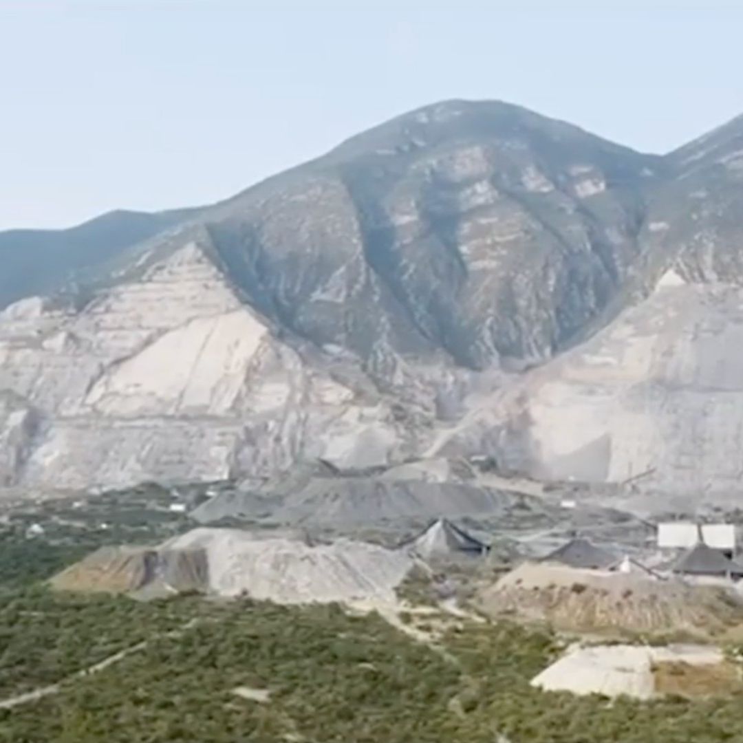 Imagen aérea de pedrera en Nuevo León