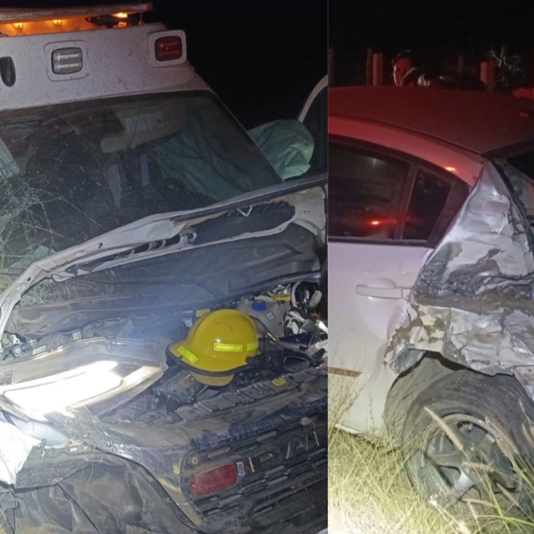 Choca Ambulancia del ISSSTE contra Auto en Carretera Guaymas - Hermosillo; Hay Seis Lesionados