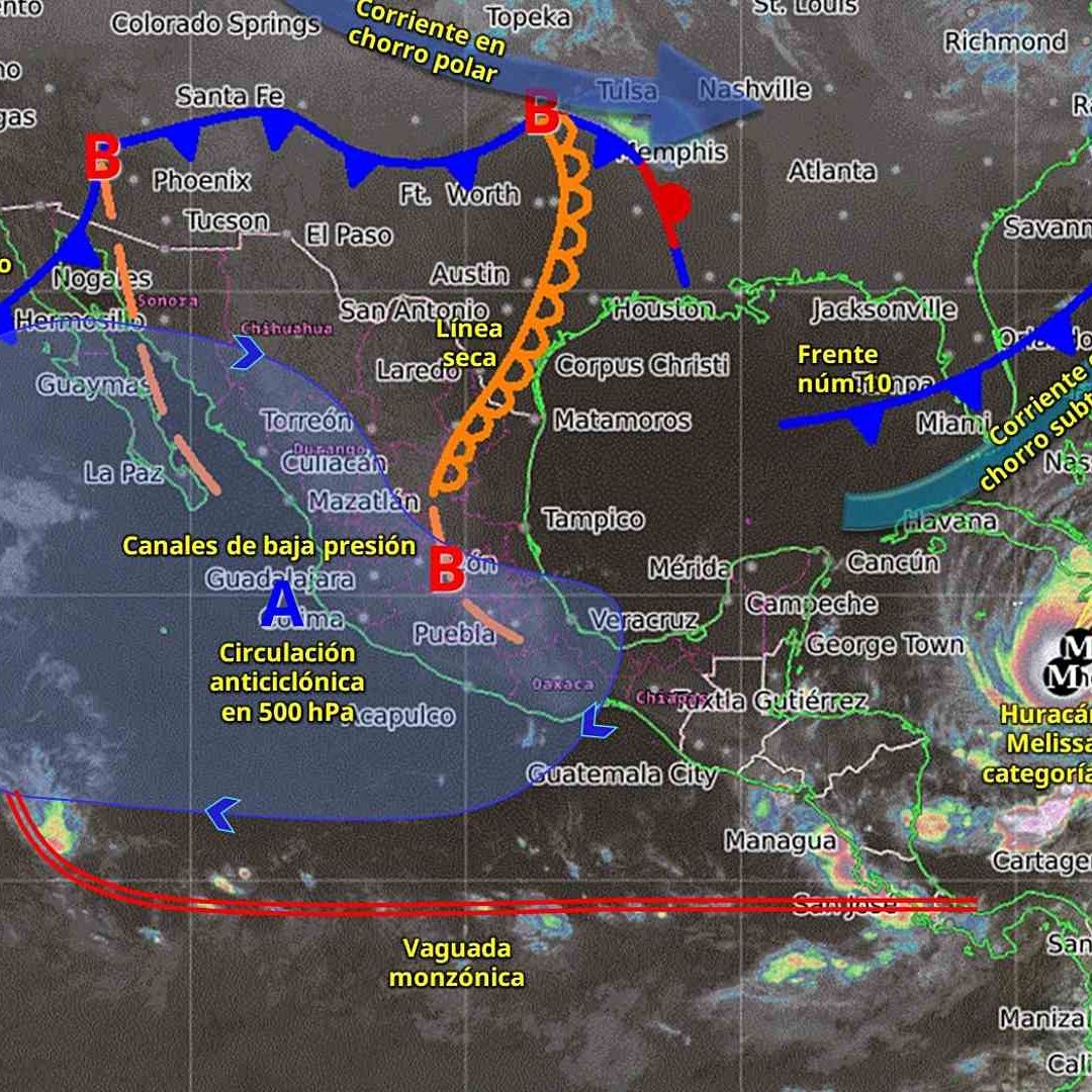 Fenómenos meteorológicas actuales en México y los océanos Pacífico y Atlántico. Foto: SMN