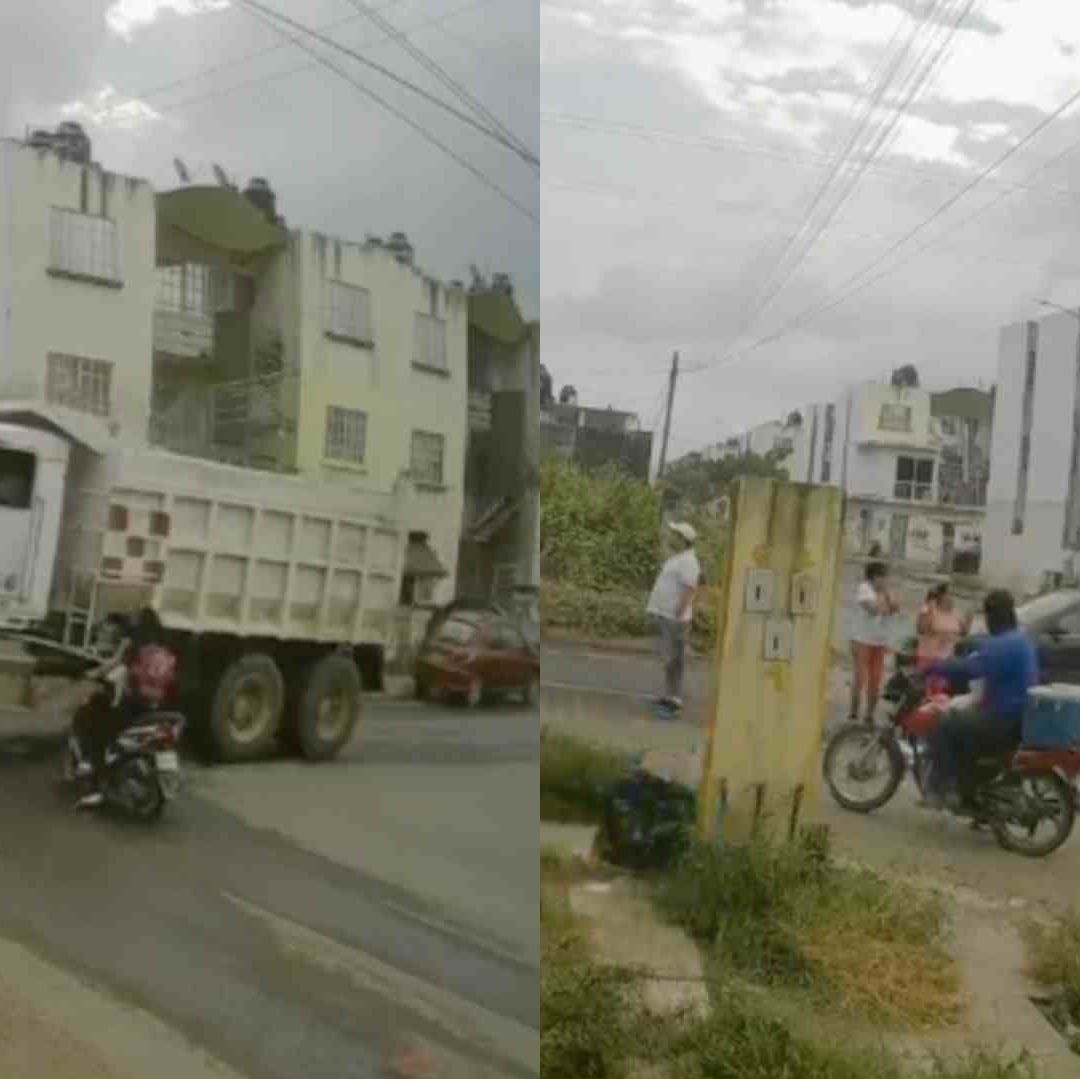Video Mujer y Menor de Edad Lesionados en Choque entre Motocicleta y Camión de Carga en Lomas de Rio Medio Cuatro en Veracruz