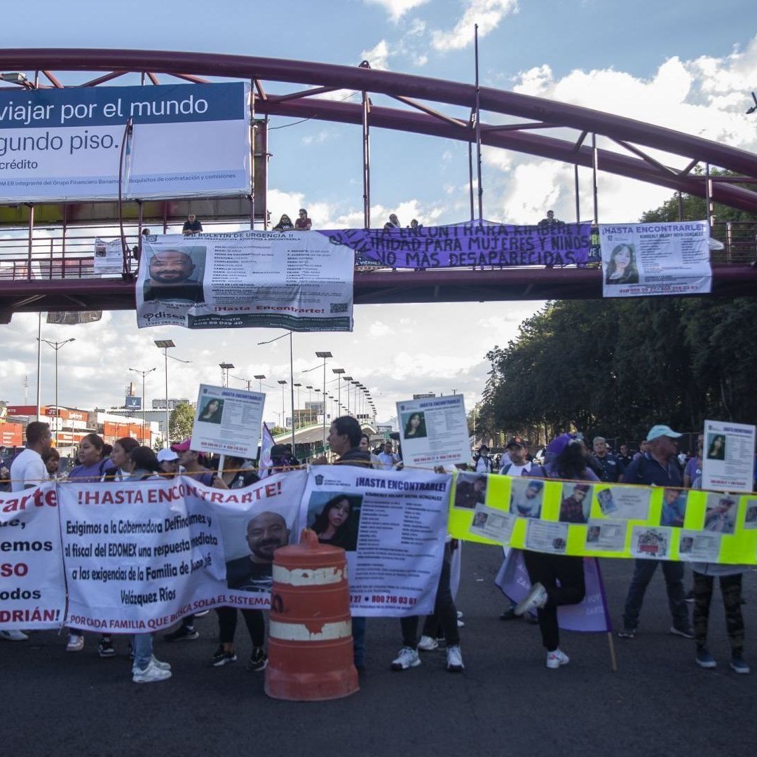 Protesta en Periférico Norte por la desaparición de Kimberly Moya