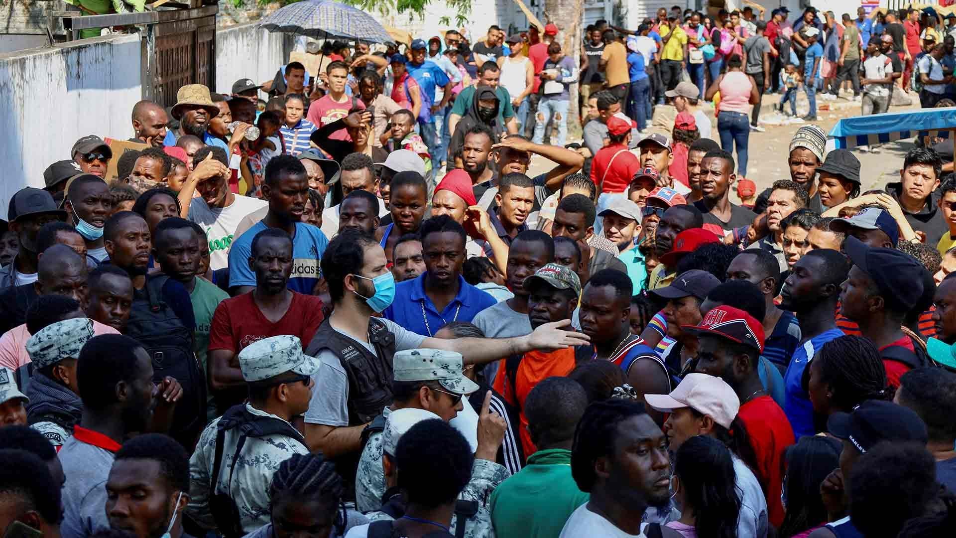 Migrantes protestan en Tapachula, Chiapas