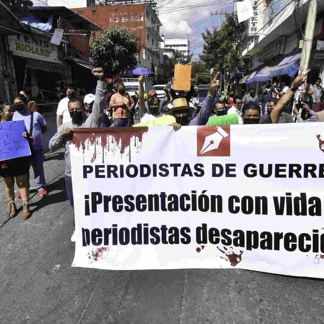 Periodistas de Chilpancingo protestaron por el secuestro de Jesús Pintor Alegre, Fernando Moreno y Alan García Aguilar