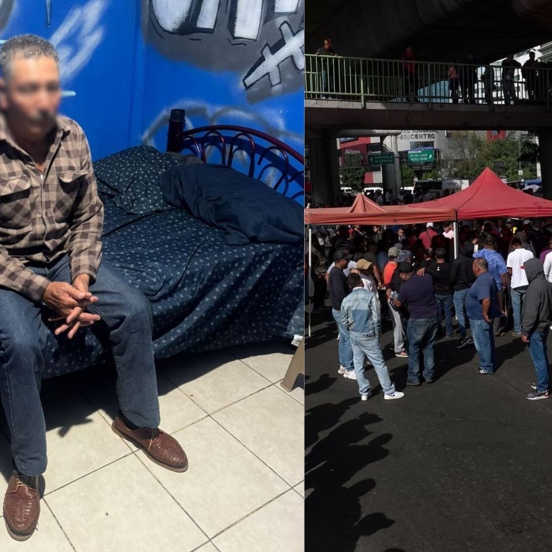 Un hombre sentado en una cama, tiene tapada la cara.