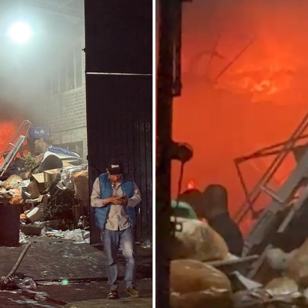 Reportan Fuerte Incendio en Bodega de Reciclaje en Santa María Aztahuacán, Iztapalapa