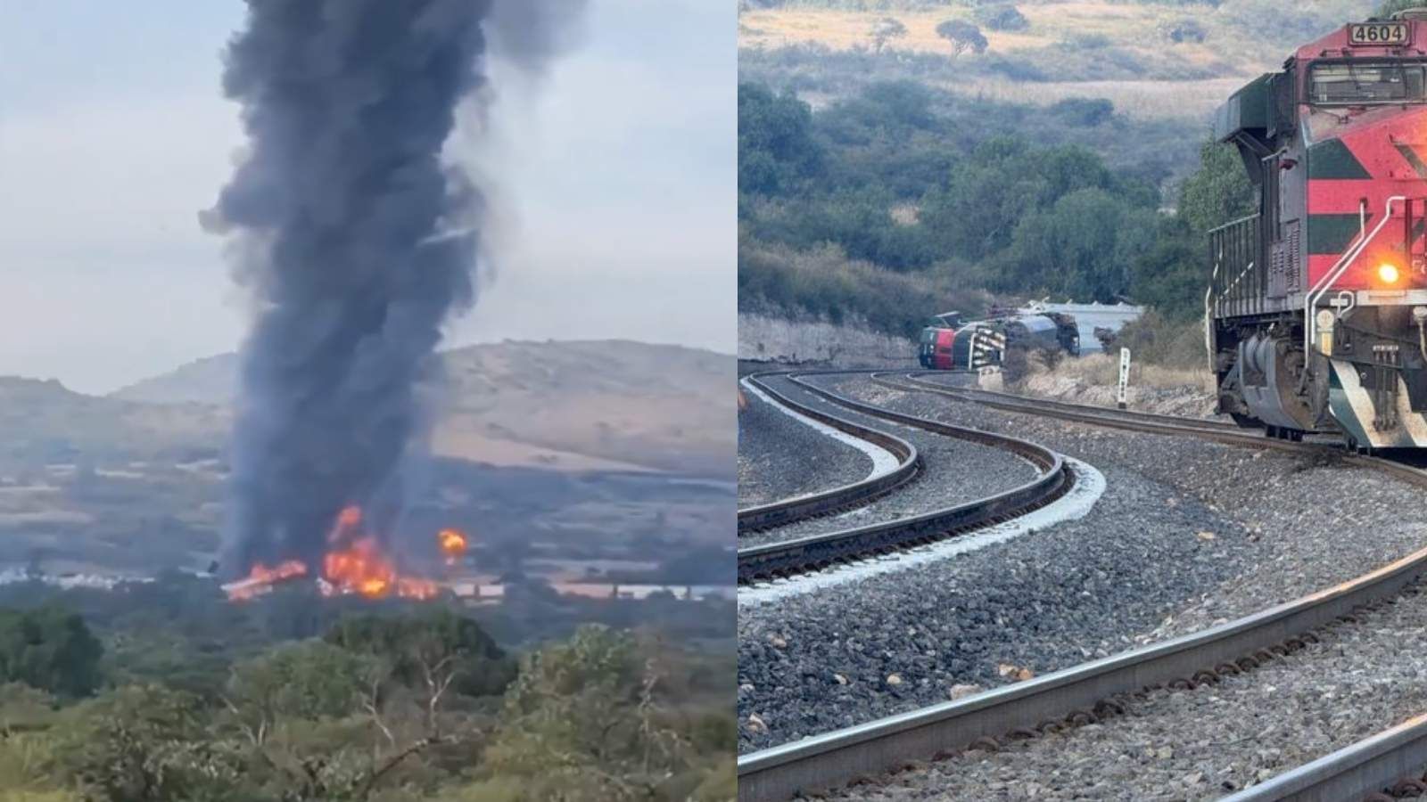 Explota tren con combustible. Foto: Redes Sociales