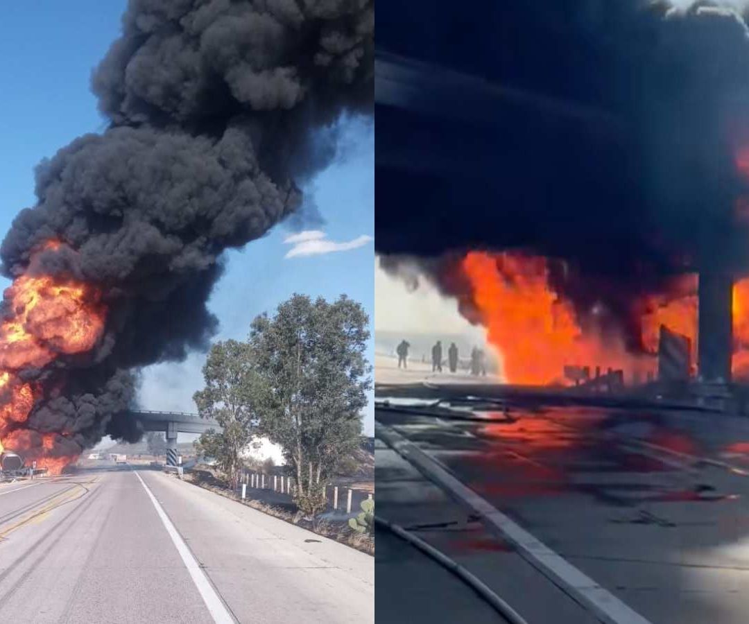 Explosión de pipa en Lagos Moreno. Foto: Protección Civil