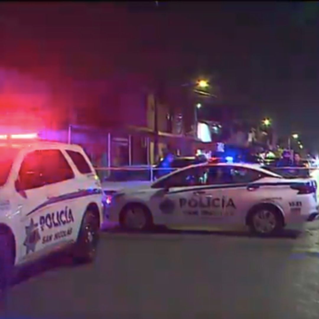 Policia de San Nicolás resguardando el área del ataque en San Nicolás