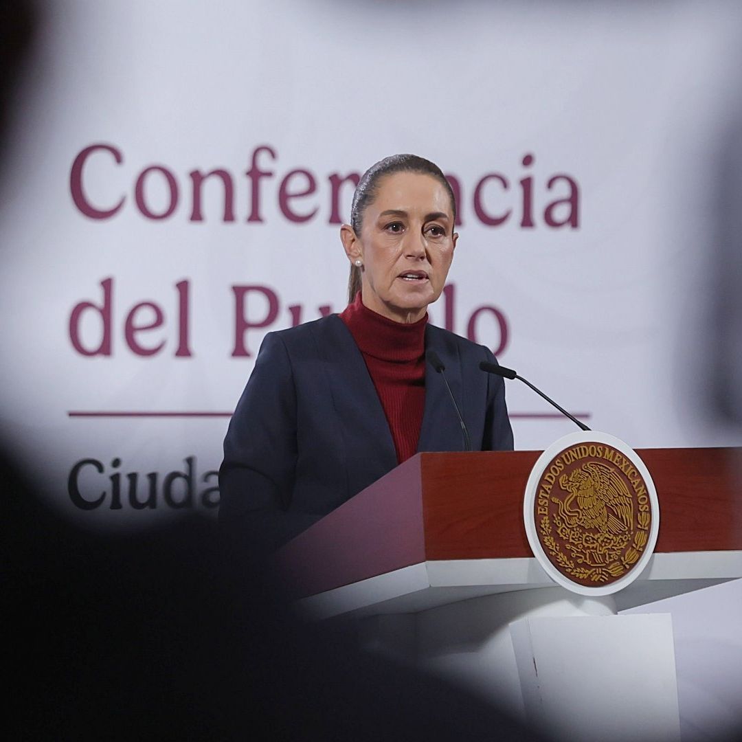 Claudia Sheinbaum durante conferencia de prensa en Palacio Nacional