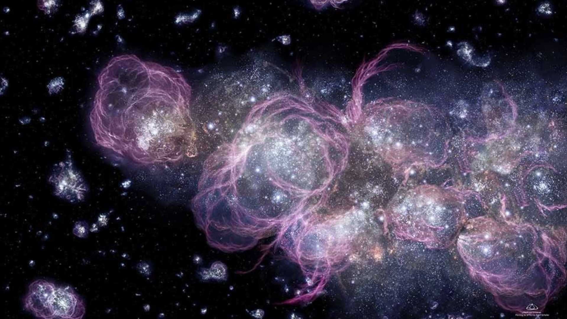 Ilustración artística de las primeras estrellas del universo