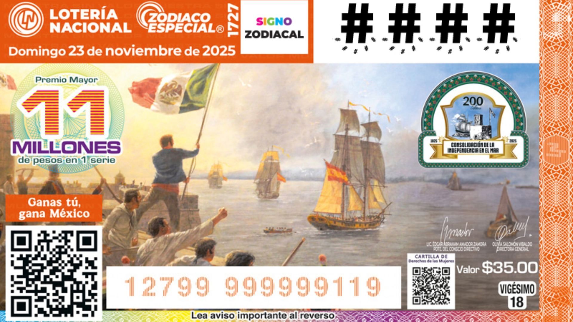 Resultados Lotería Nacional hoy 23 de noviembre 2025 lista de números ganadores Sorteo Zodiaco Especial 1727