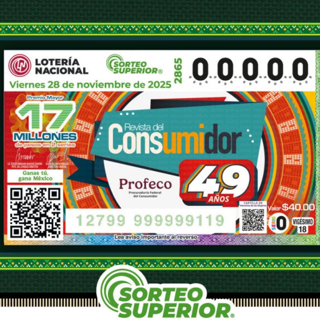 Resultados Lotería Nacional hoy 28 de noviembre 2025 números ganadores del Sorteo Superior 2865