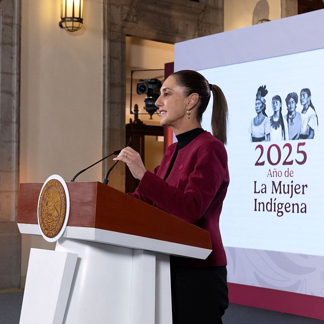 Claudia Sheinbaum en conferencia de prensa en Palacio Nacional
