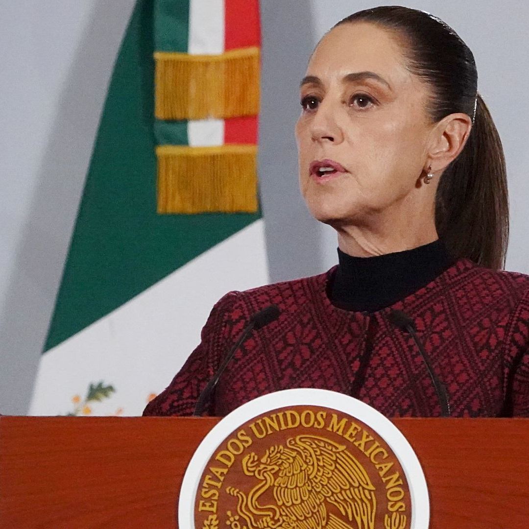 Claudia Sheinbaum en conferencia de prensa en Palacio Nacional.