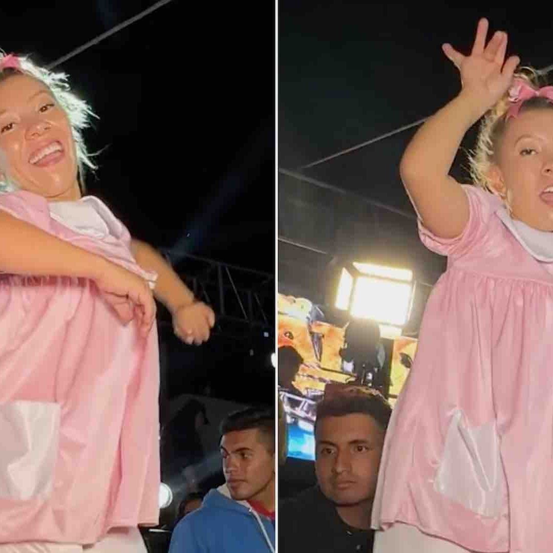La Pequeña Nicol baila durante una presentación del Sonido Pirata