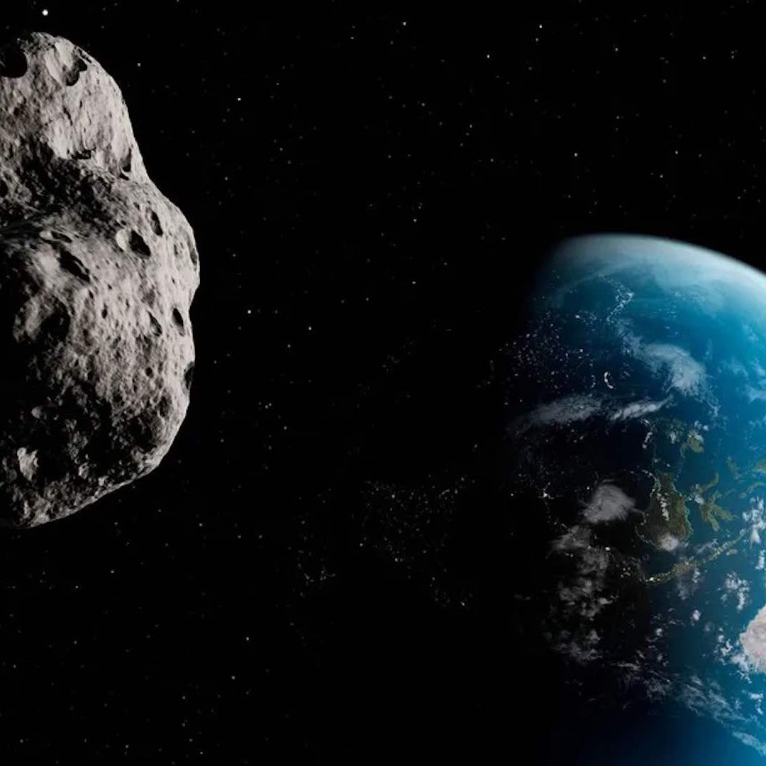 Ilustración de un asteroide acercándose a la Tierra