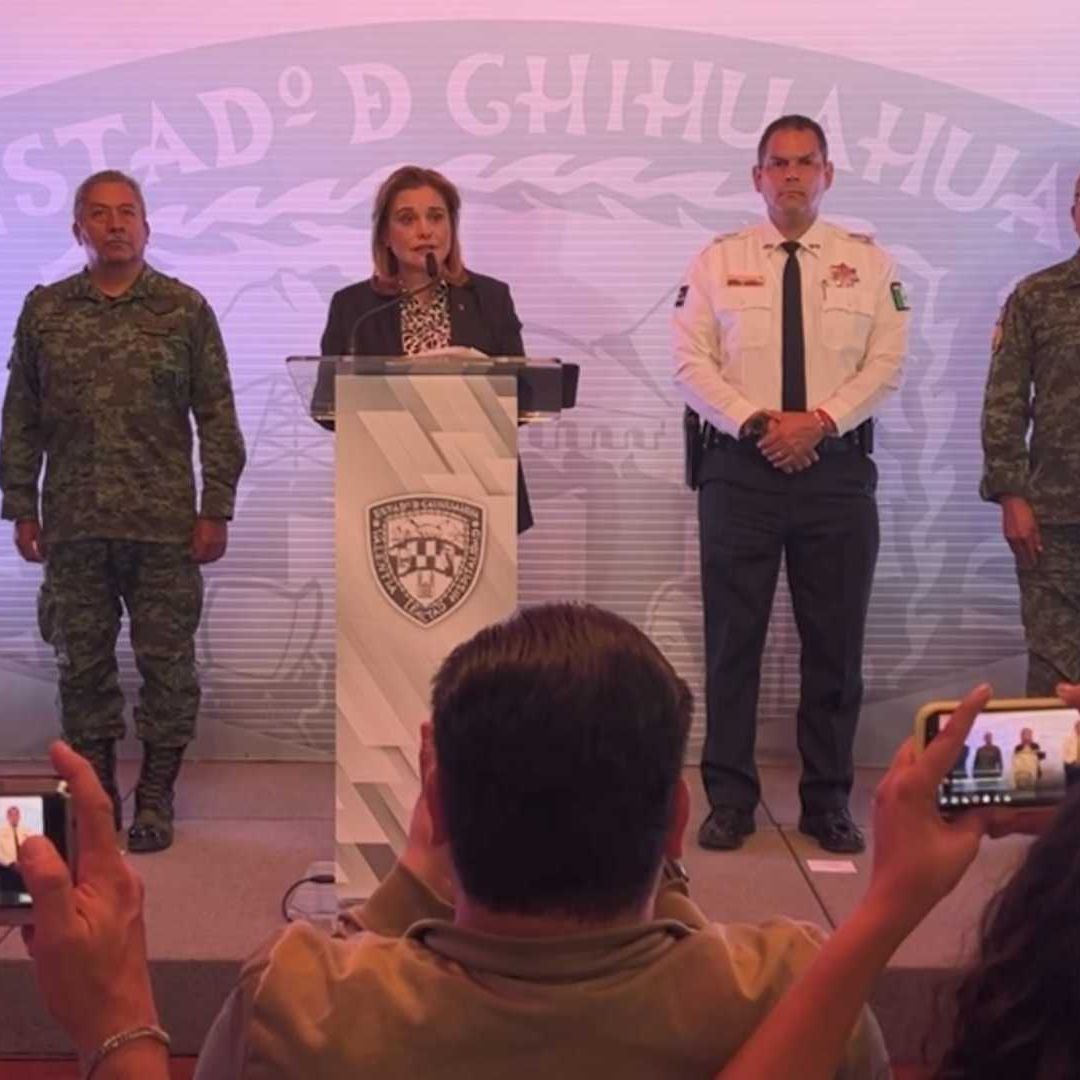 La gobernadora de Chihuahua, María Eugenia Campos, en conferencia el 22 de marzo de 2023