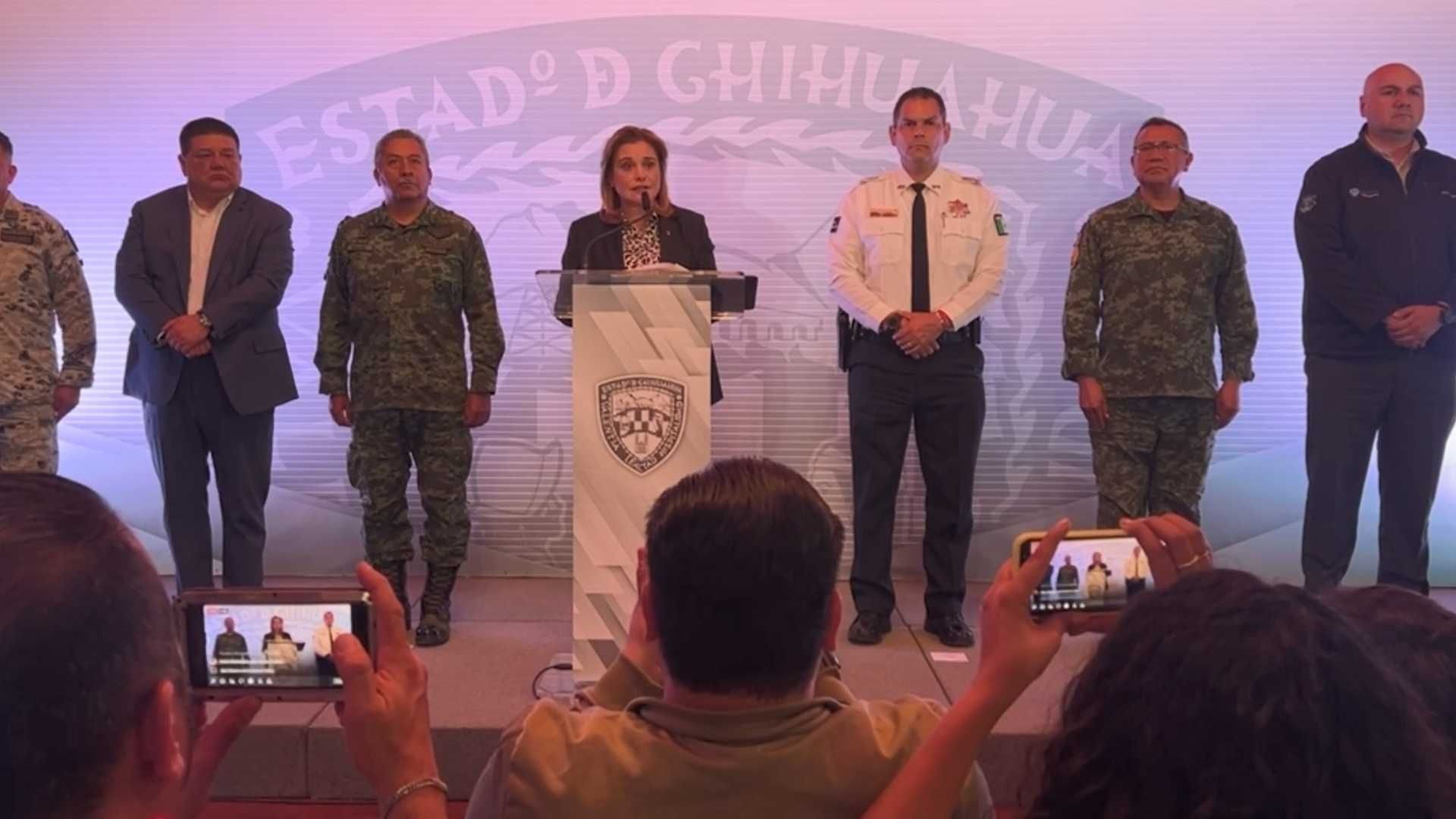 La gobernadora de Chihuahua, María Eugenia Campos, en conferencia el 22 de marzo de 2023