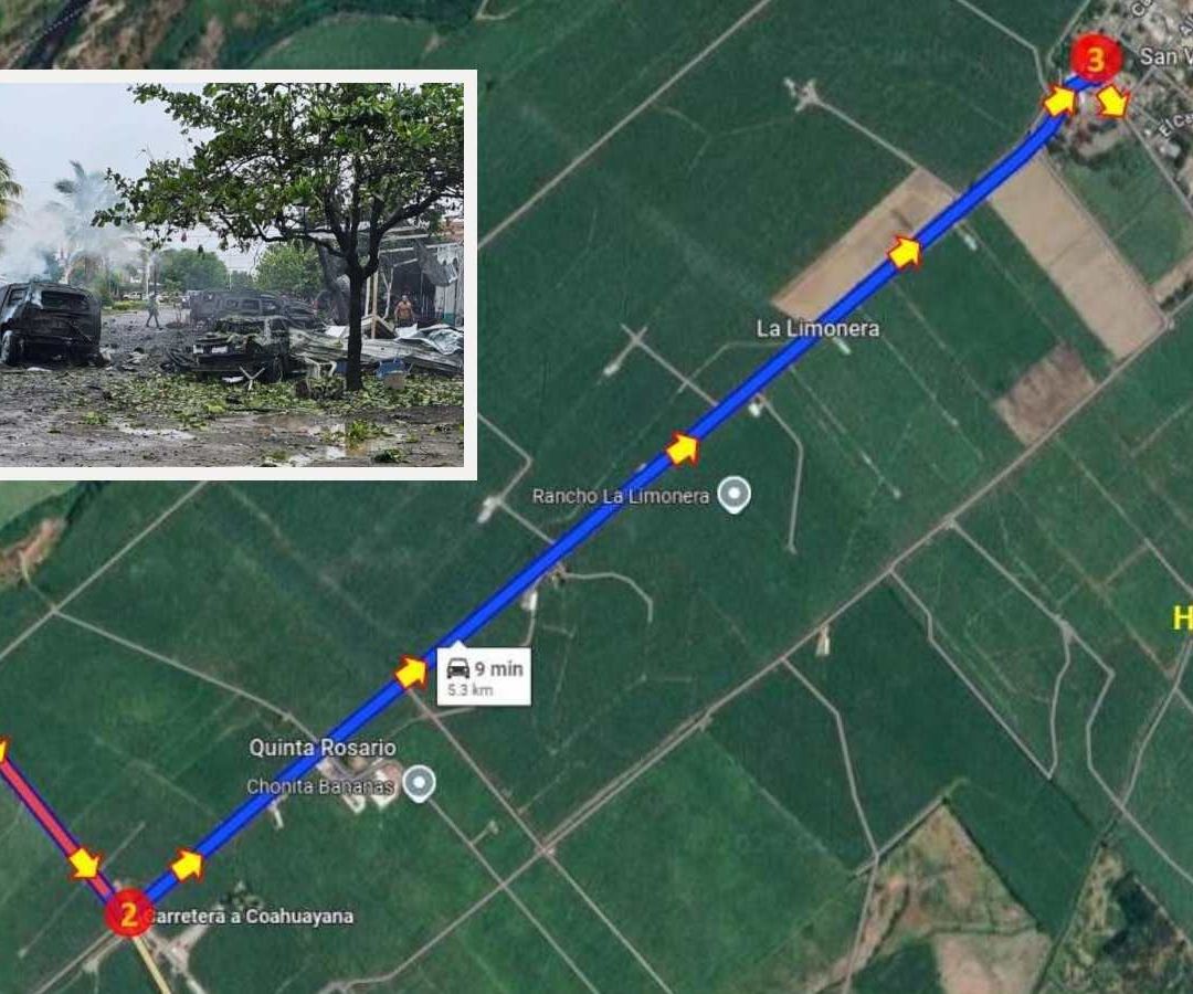 Ruta de Camioneta con Explosivos. Foto: Fiscalía de Michoacán