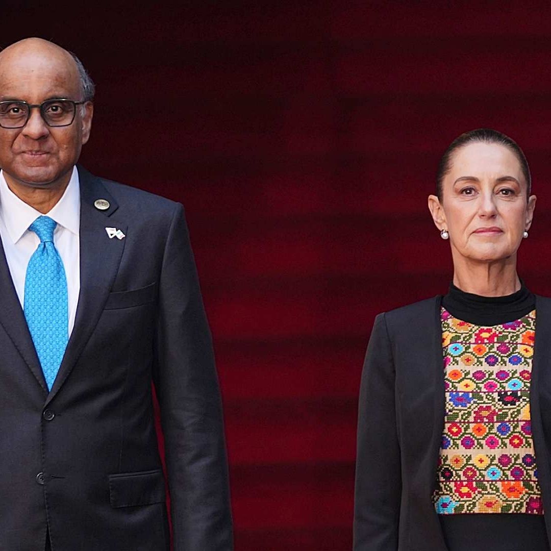 El presidente de Singapur, Tharman Shanmugaratnam, y la mandataria en México, Claudia Sheinbaum Pardo. Foto: Presidencia de la República