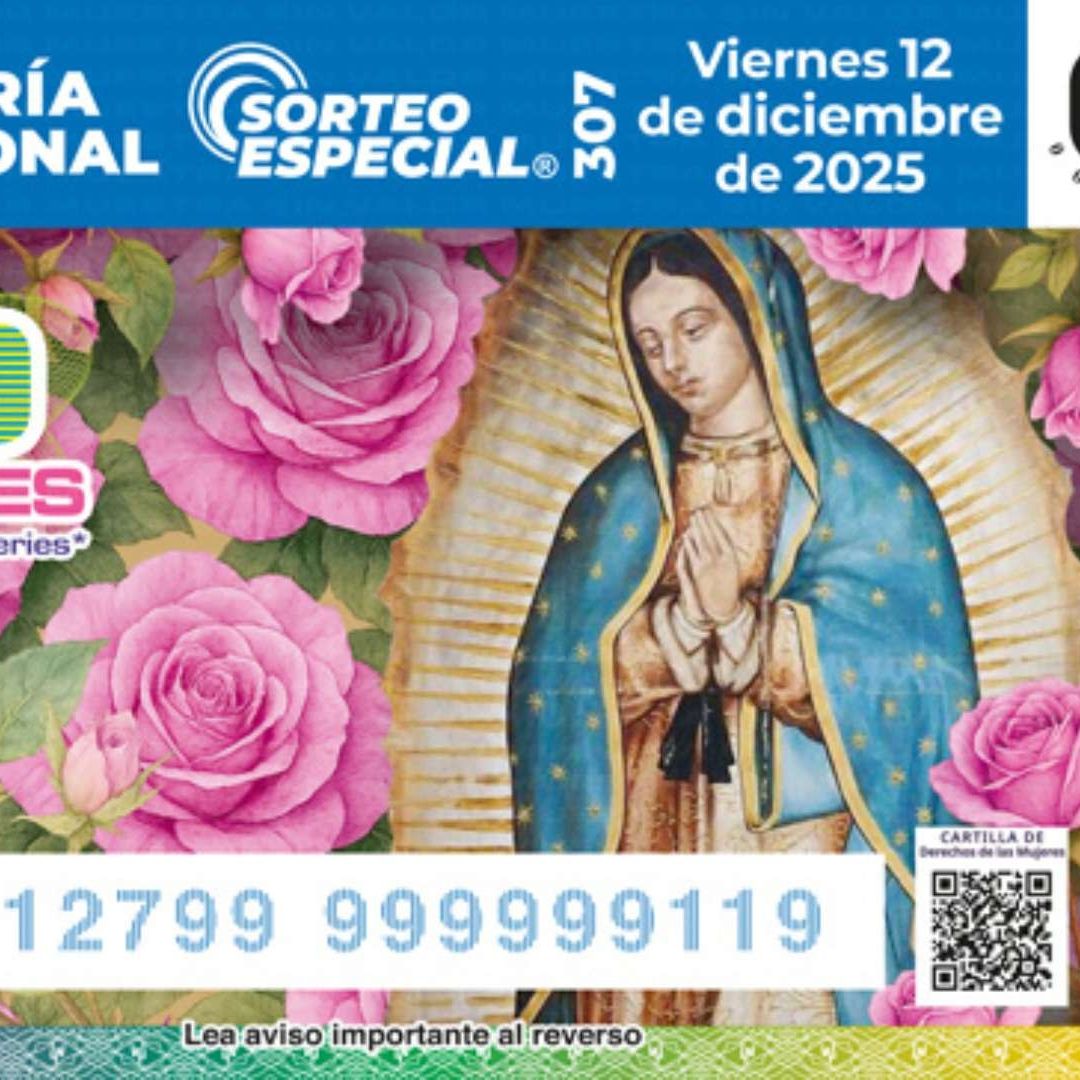 Billete de la Lotería Nacional celebra a la Virgen de Guadalupe