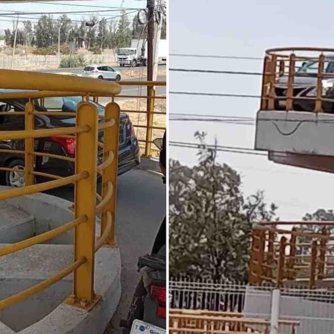 Coche se atora en puente peatonal de Irapuato