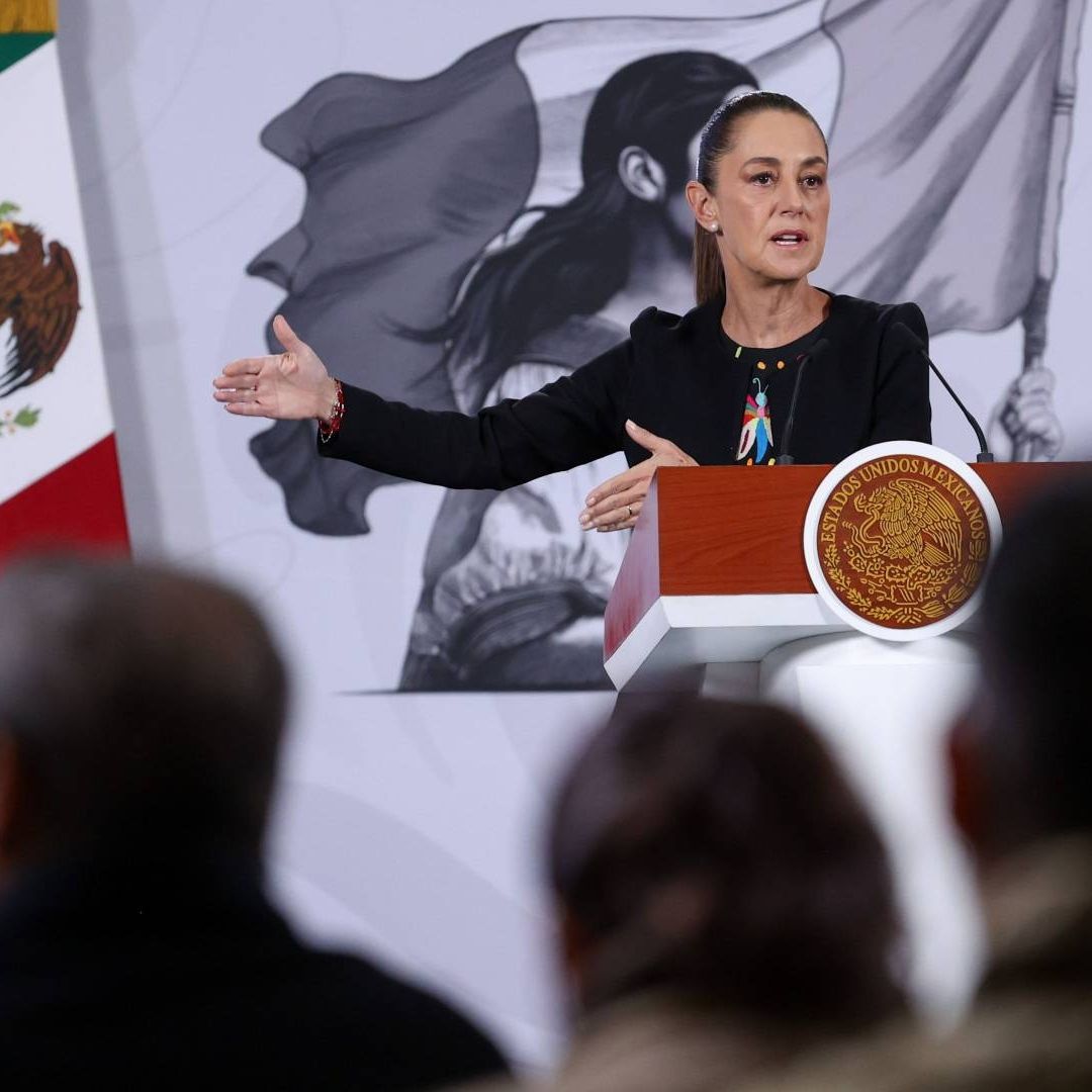 Claudia Sheinbaum durante conferencia de prensa en Palacio Nacional