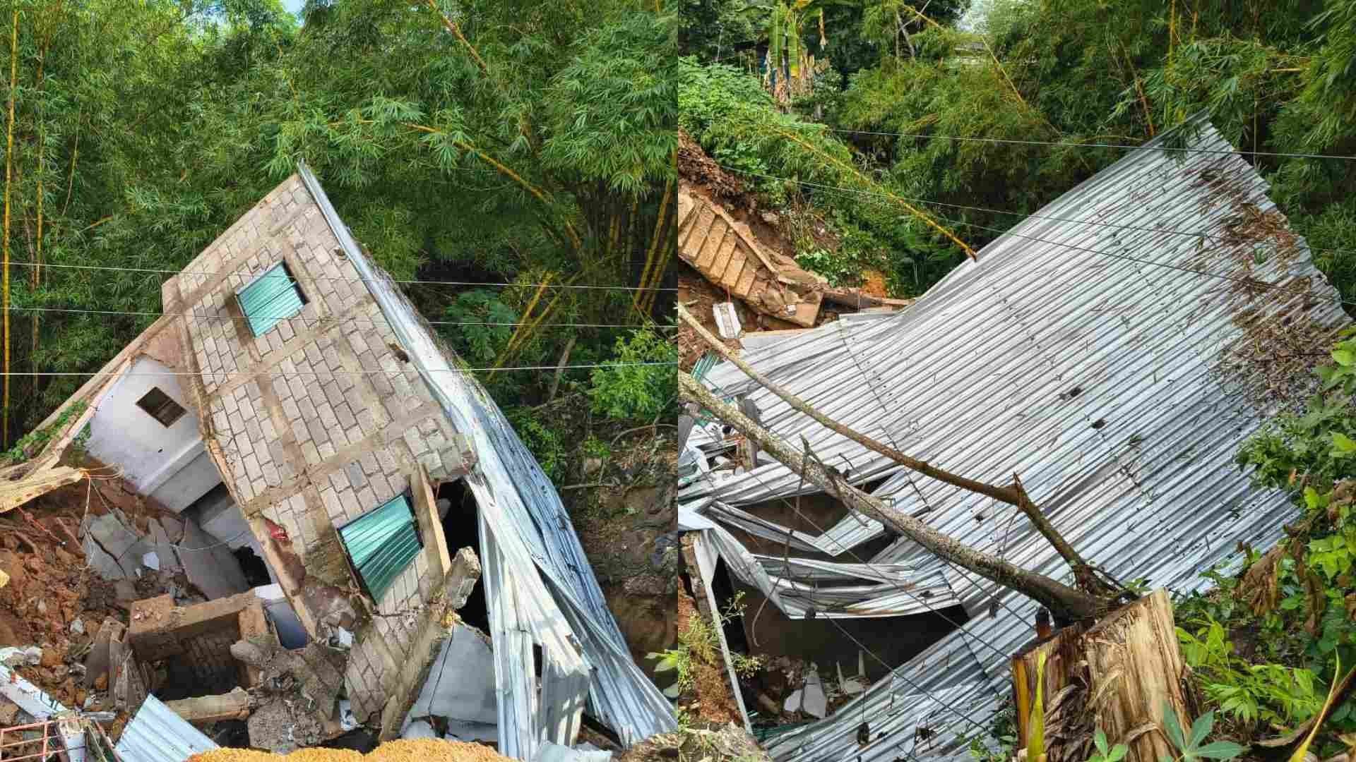 Deslave por Lluvias Provocan Derrumbe de un Local Comercial en Oteapan Veracruz
