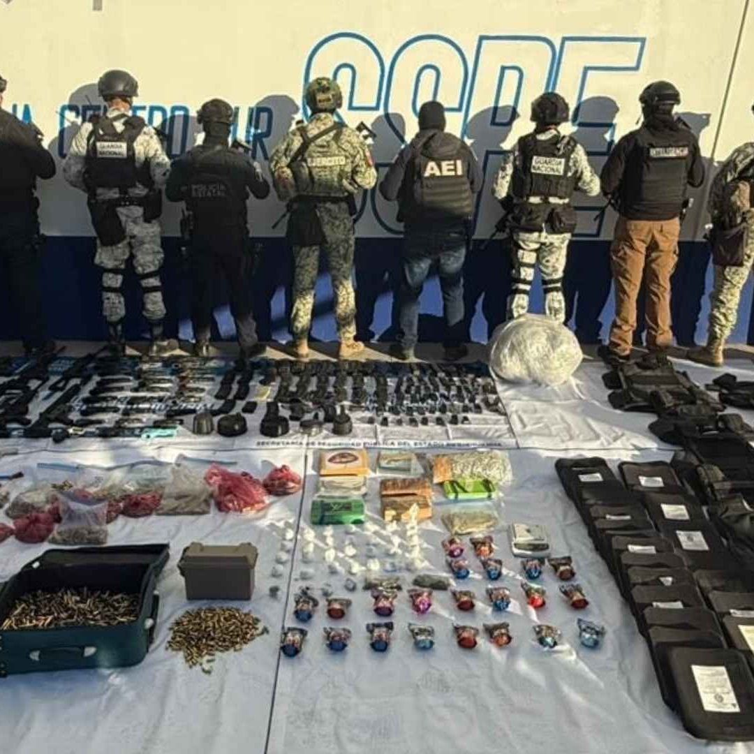 Aseguramiento De Armamento Y Droga En Aquiles Serdán | Foto: SSPE