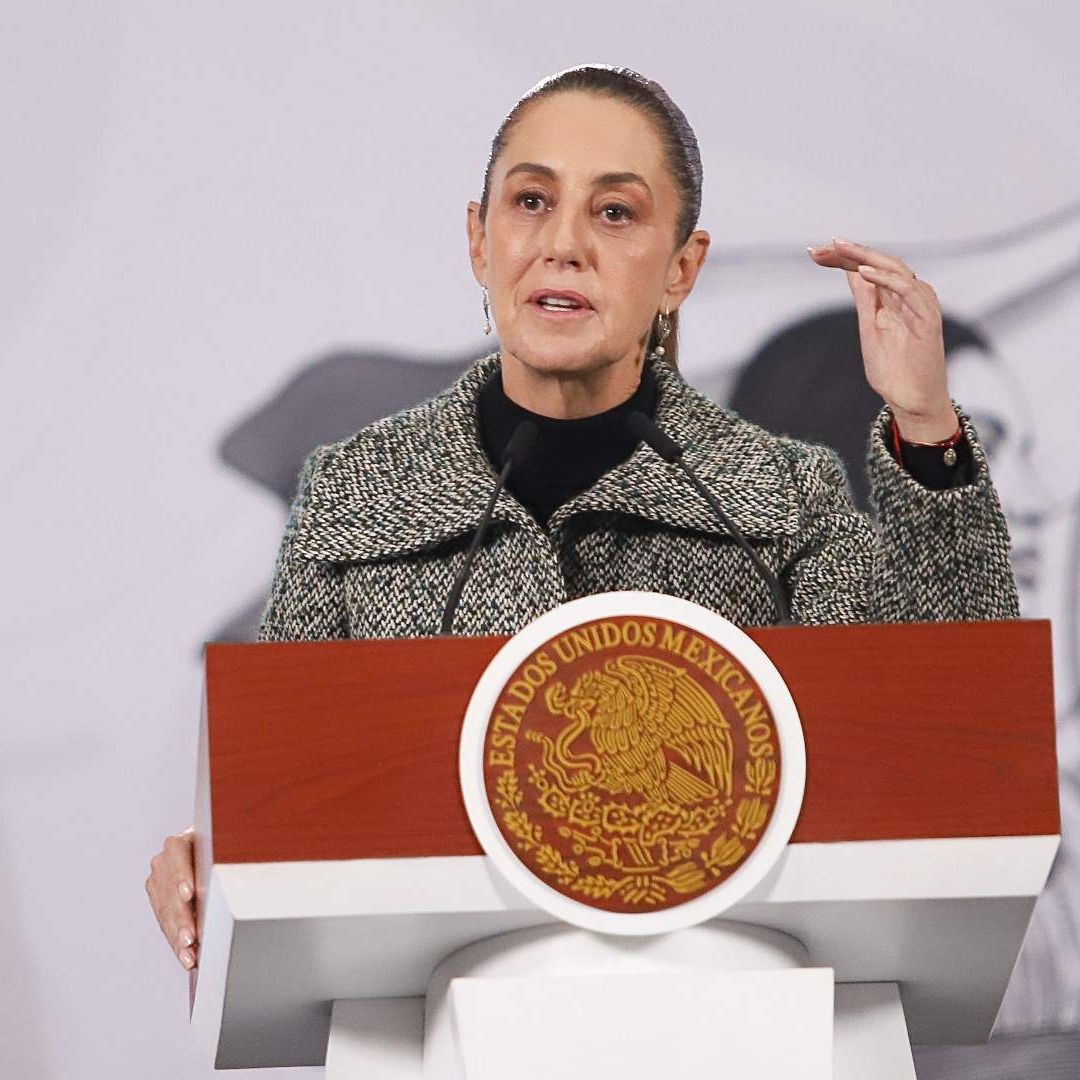 Claudia Sheinbaum durante conferencia de prensa en Palacio Nacional