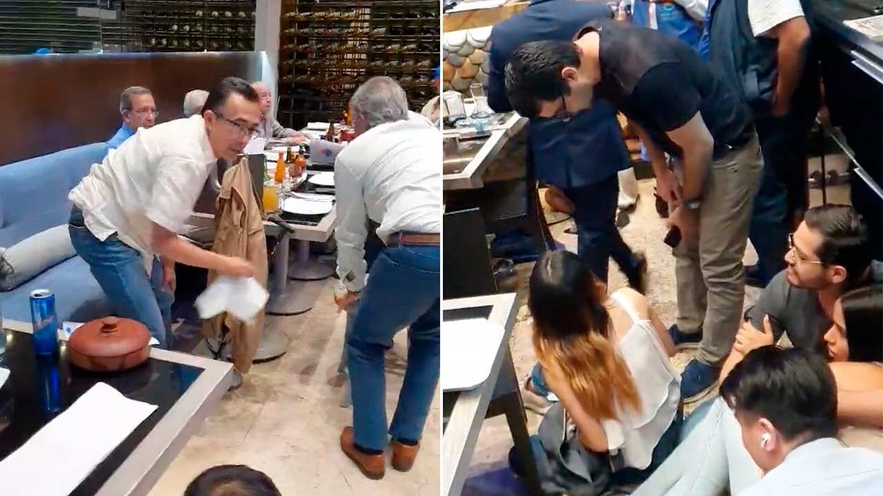 Comensales se resguardan tras escuchar los balazos