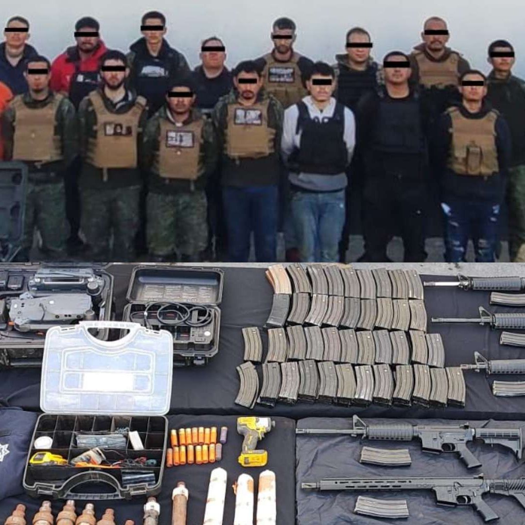 Autoridades detuvieron a 17 hombres con armamento en Montemorelos