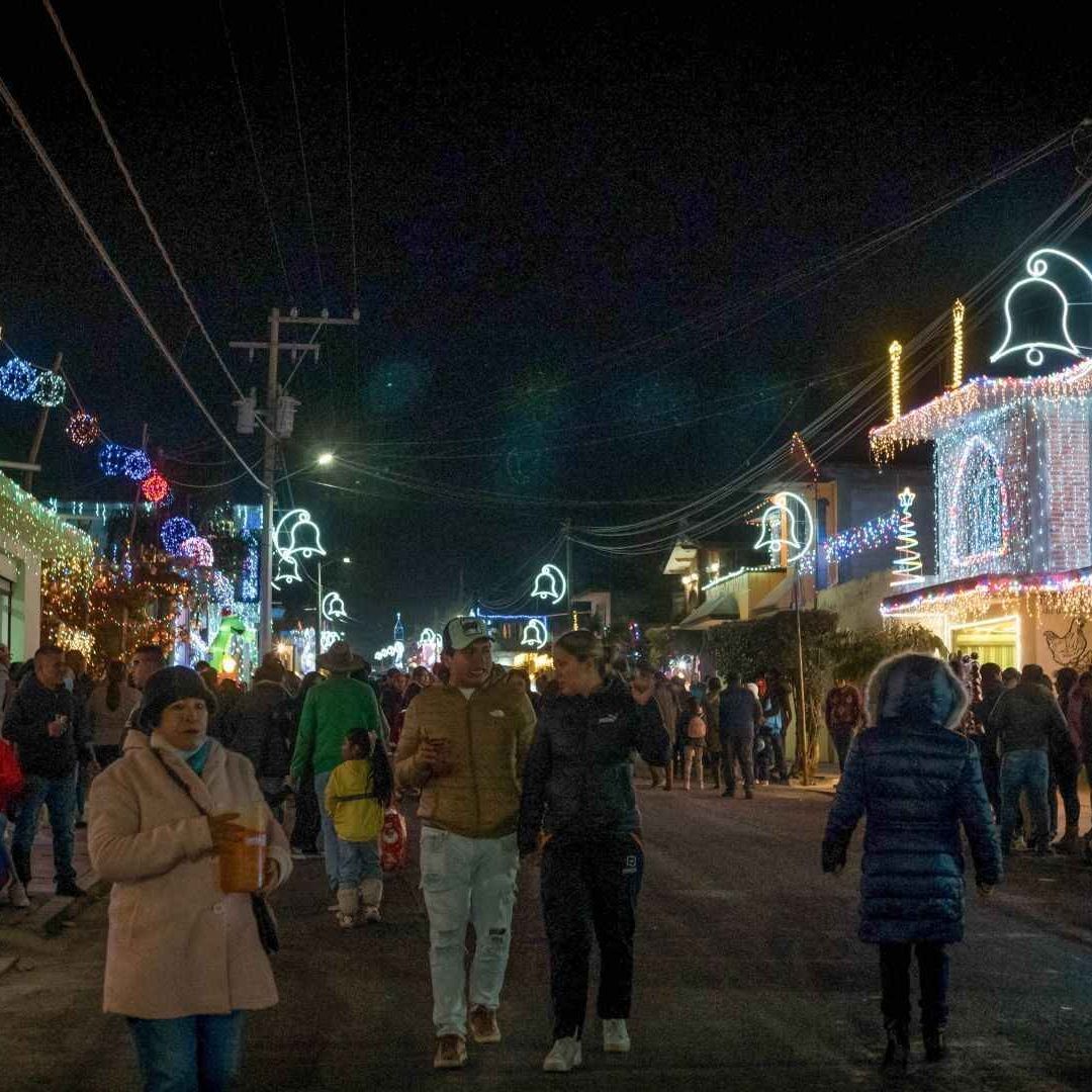 Decoración navideña en Chiautempan, Tlaxcala.