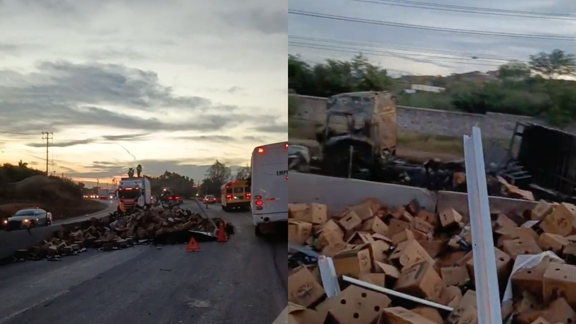 Vuelca y se Incendia Tráiler en la Carretera México 15 en Los Mochis, Sinaloa; Esto se Sabe