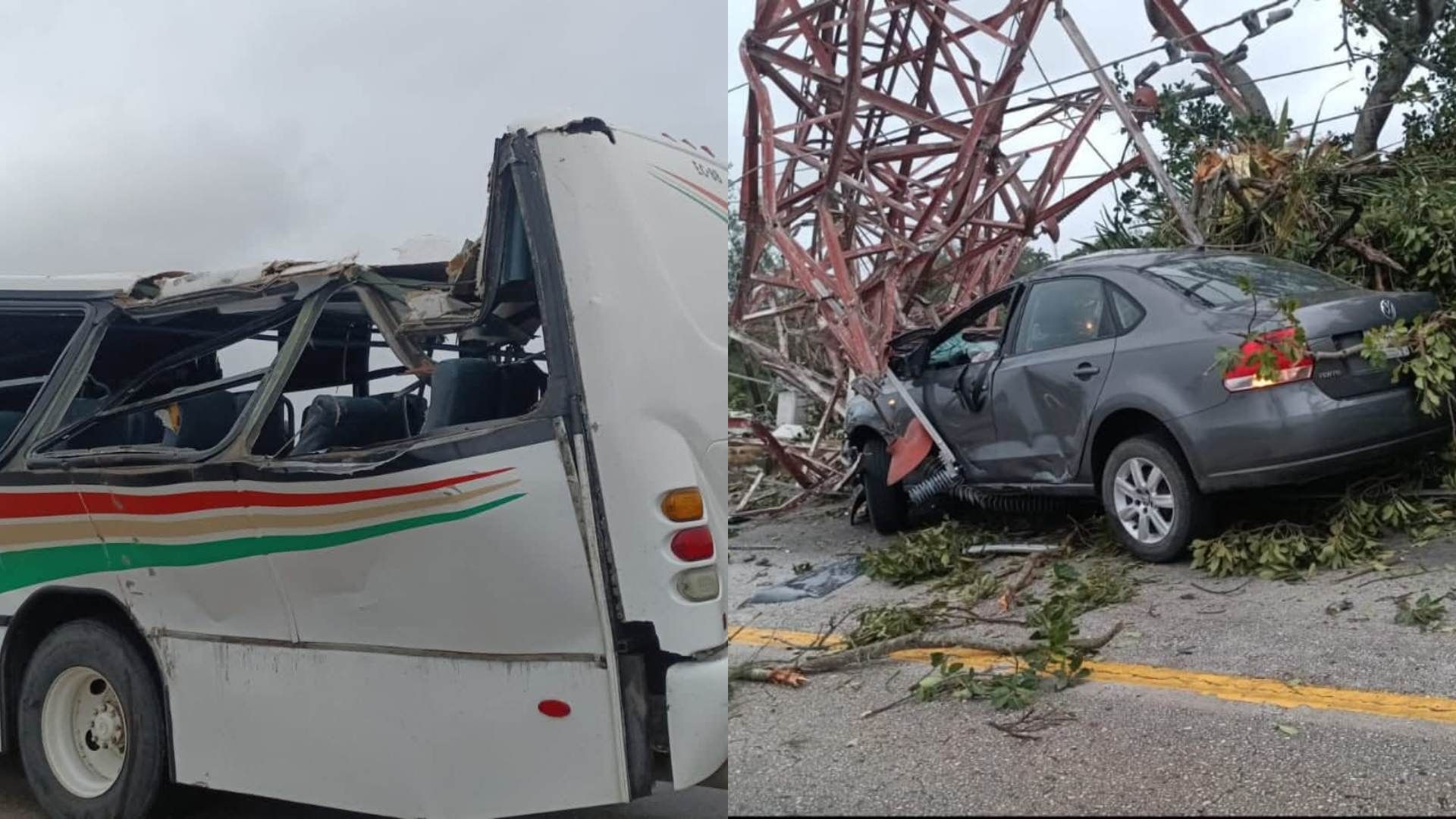 Rachas de Viento Derriban Torre de Energía Eléctrica Sobre Autos en Puente Coatzacoalcos I No Hay Paso