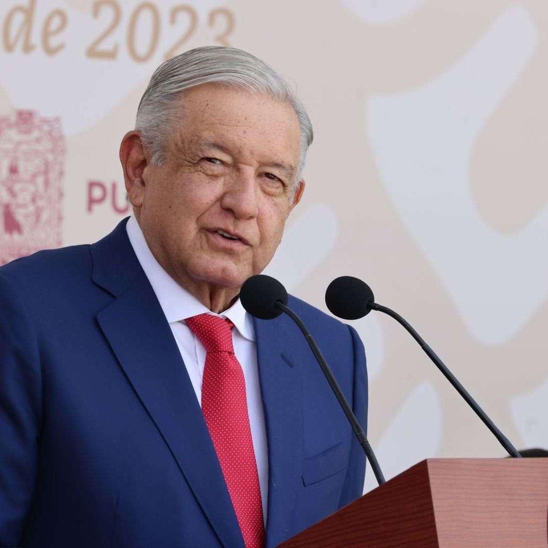 Andrés Manuel López Obrador durante la ceremonia de la batalla de Puebla