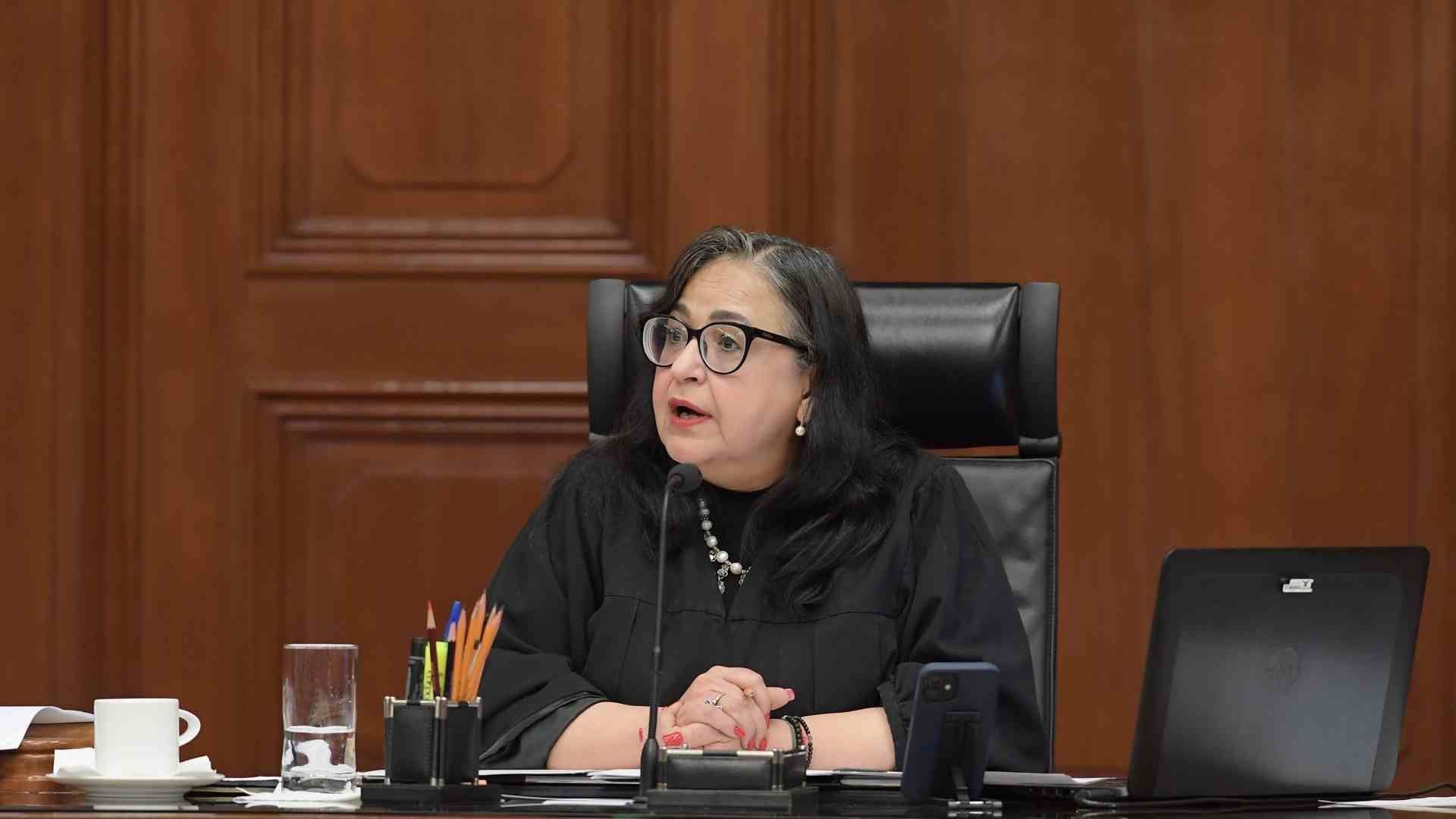 La ministra presidenta, Norma Piña, durante la sesión en la SCJN