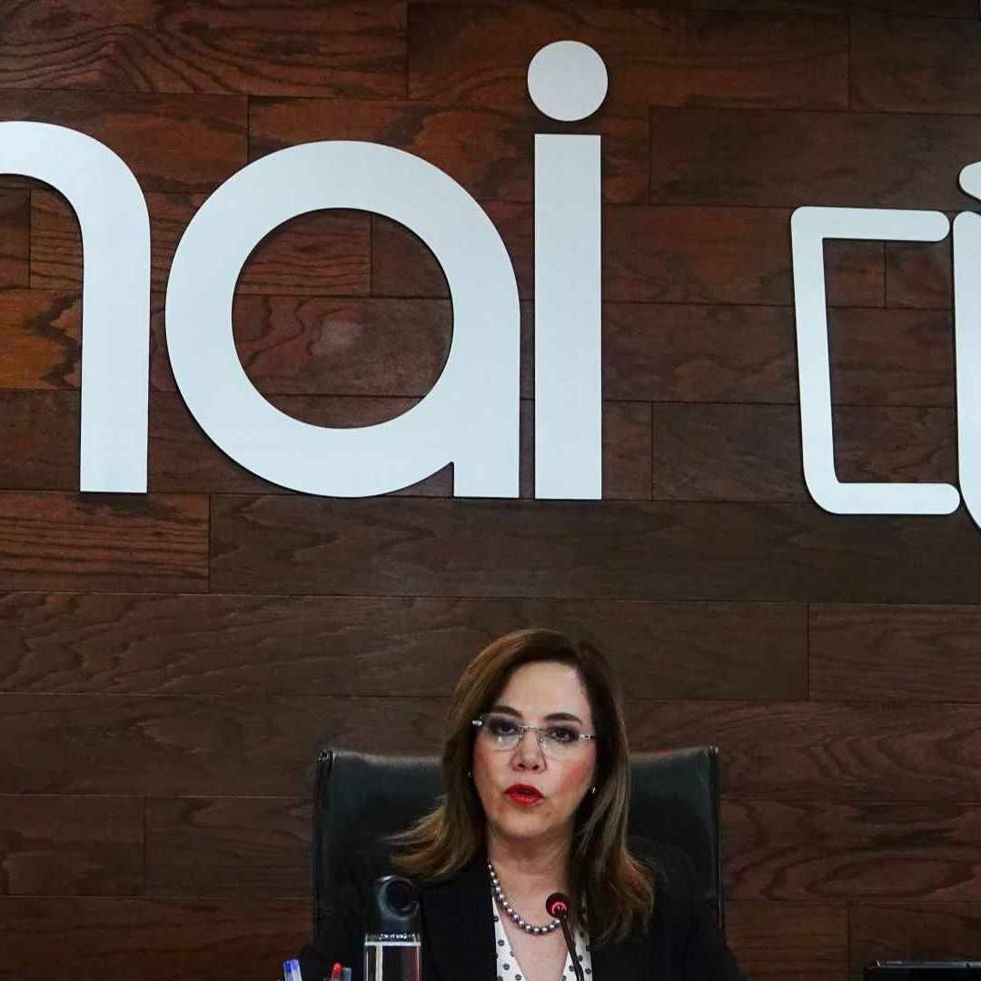 Blanca Ibarra, durante la conferencia a medios en el pleno del instituto