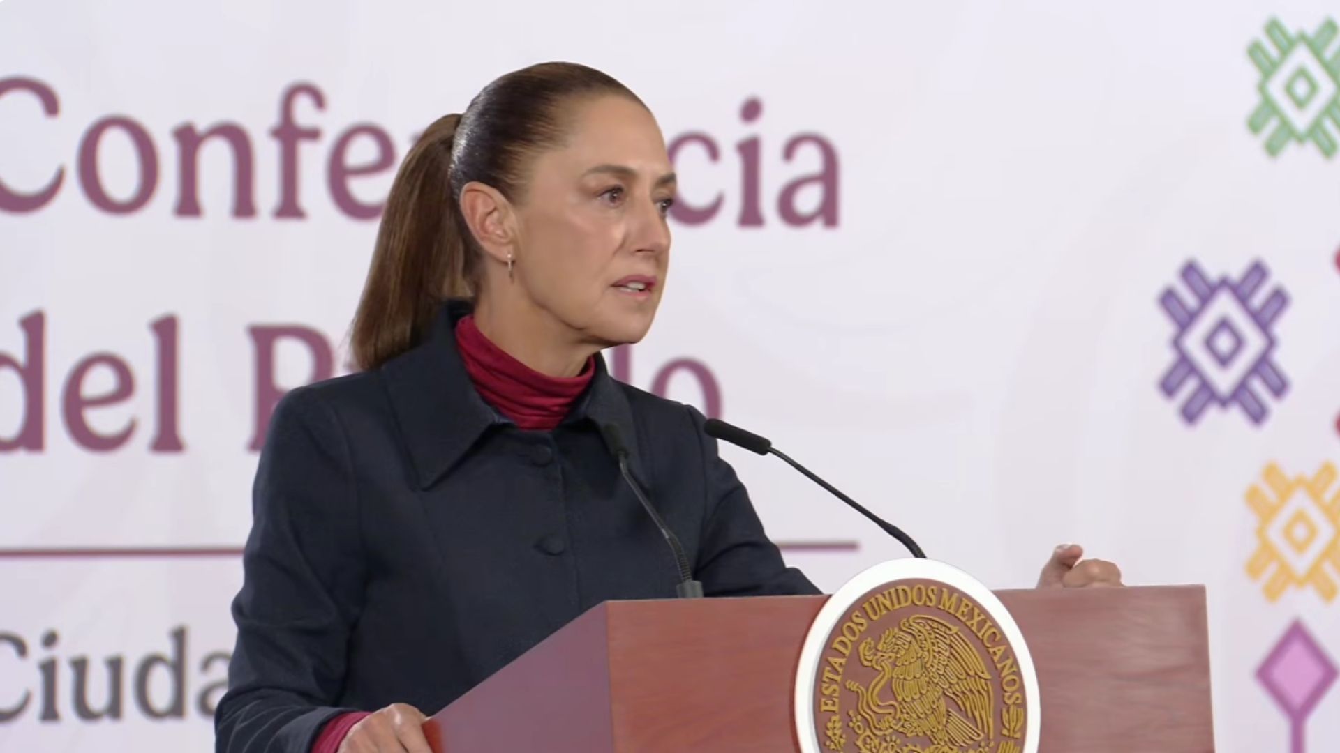 Una mujer en conferencia de prensa