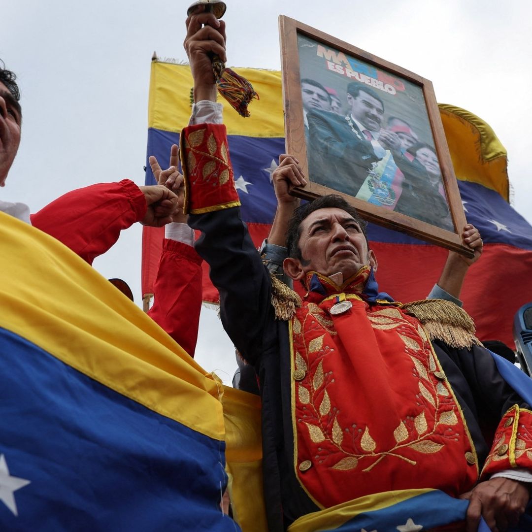 Manifestación a favor de Venezuela, luego de la detención de Nicolás Maduro