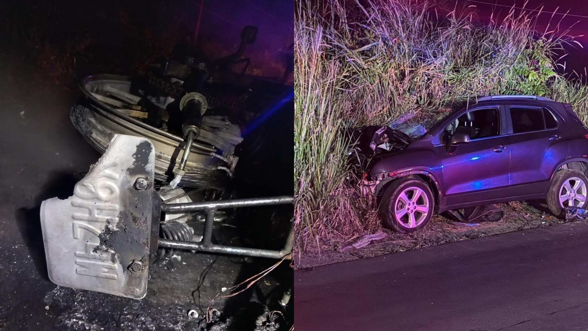 La motocicleta quedó envuelta en llamas tras el fuerte impacto. El accidente se registró sobre la carretera conocida como Canticas.