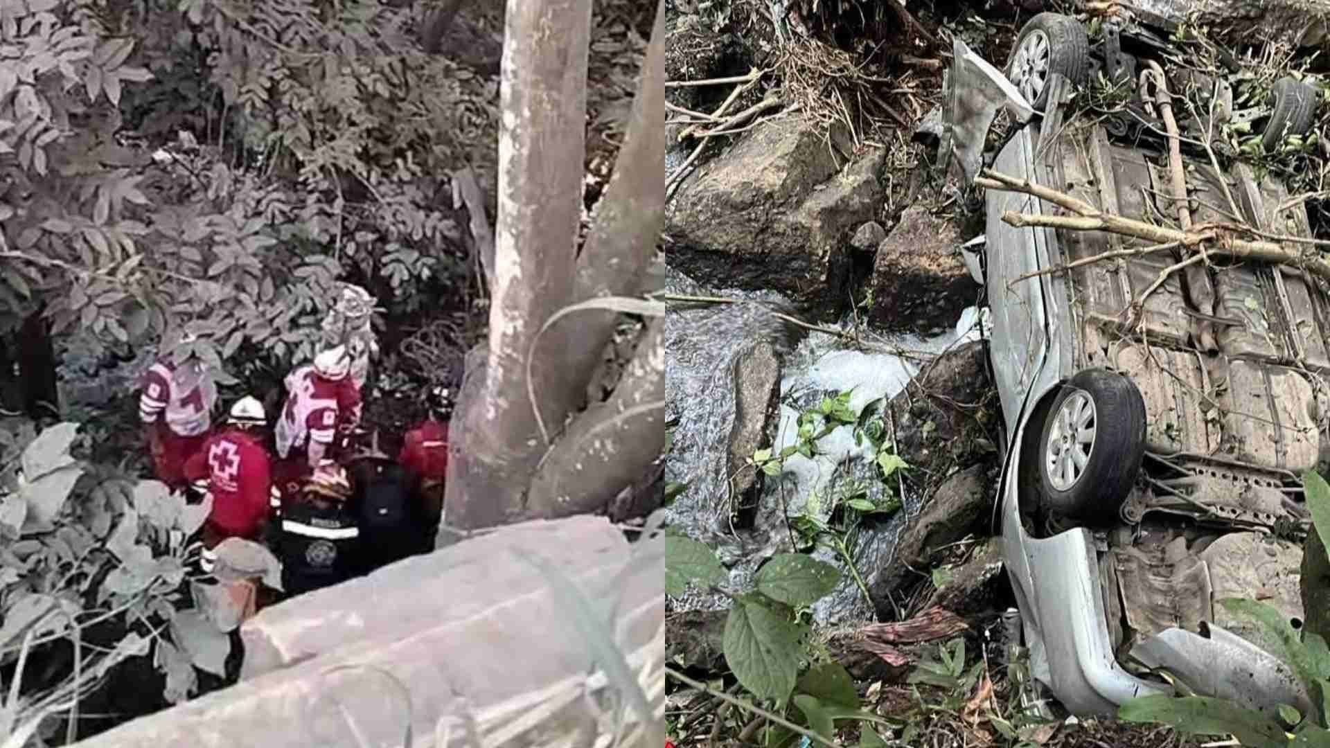 Trabajadores Caen en su Auto a un Barranco en Carretera Yanga Omealca Cuitláhuac Veracruz