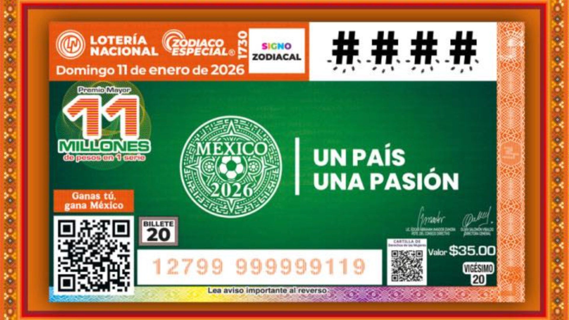 Sorteo Zodíaco de Lotería Nacional Hoy 11 de Enero 2026