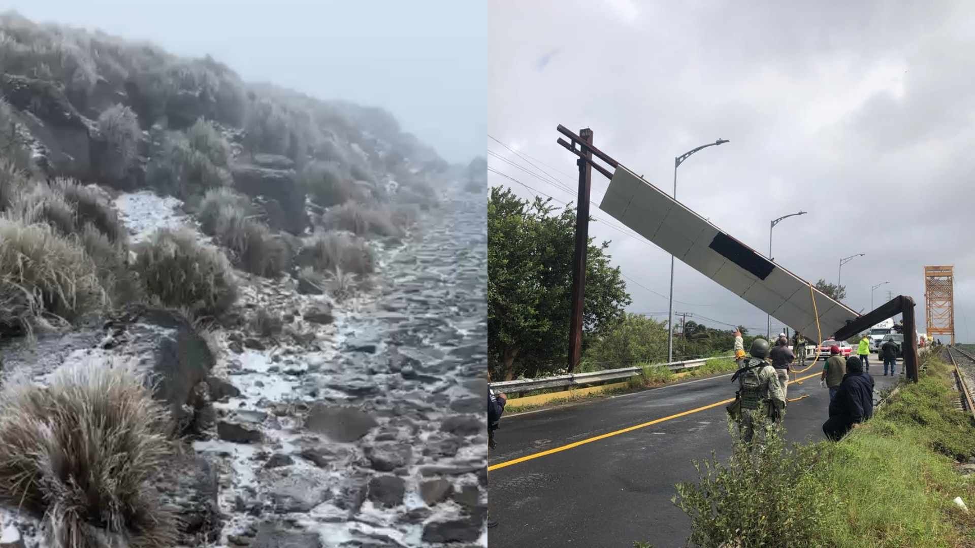 Frente Frío Número 27 Afectaciones Desborde Arroyos Heladas Baja de Temperaturas Nieve Caída Letreros Vientos Norte en Veracruz