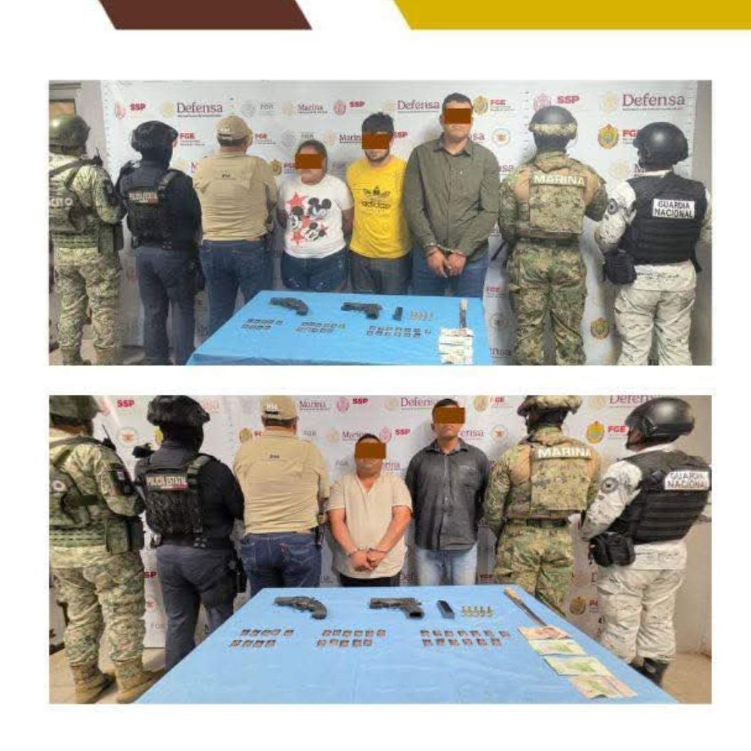 Cinco Personas Detenidas en  Cateo en Colonia Lázaro Cárdenas Coatzacoalcos Armas Dinero en Efectivo y Sustancias Ilícitas