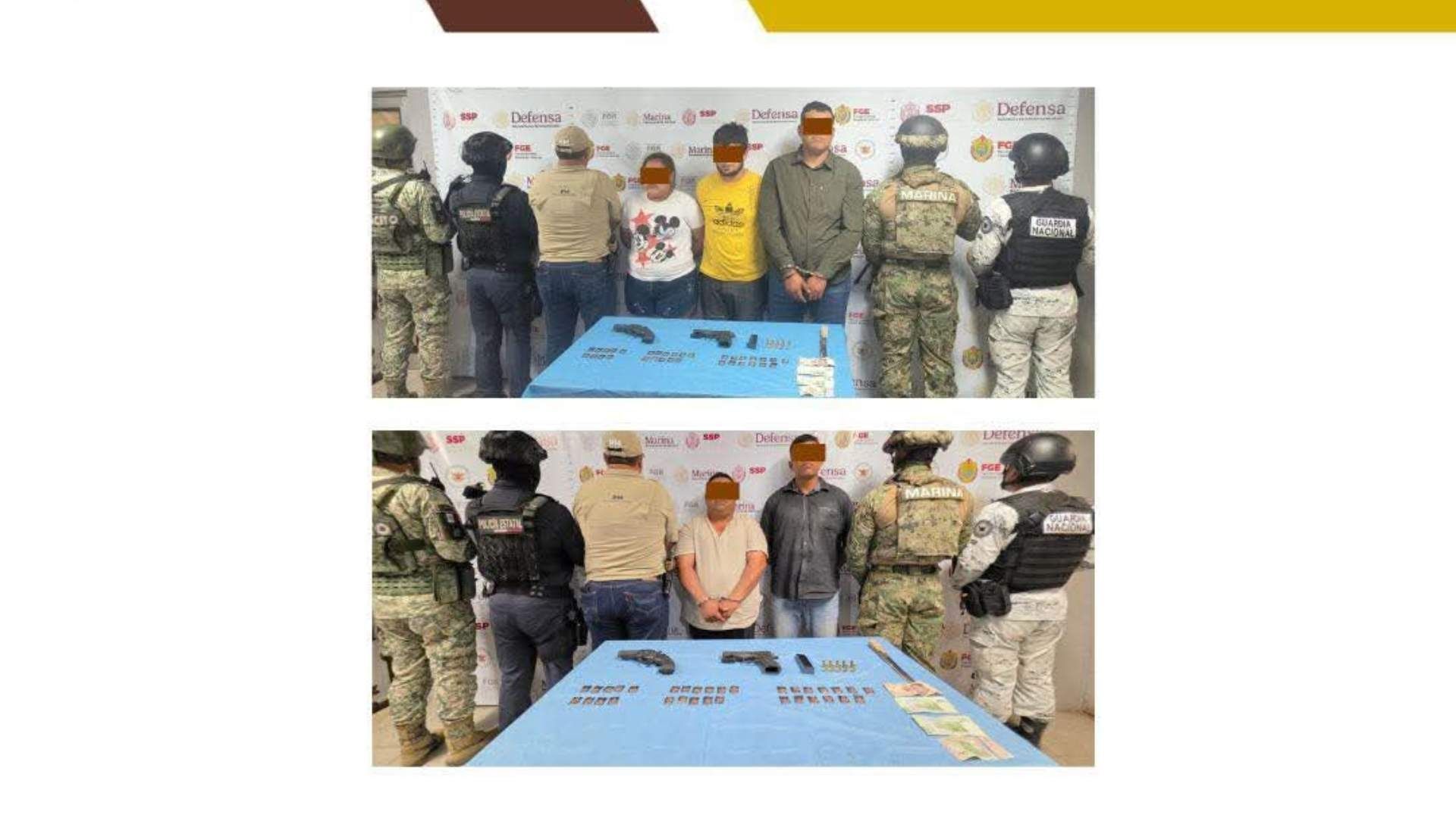 Cinco Personas Detenidas en  Cateo en Colonia Lázaro Cárdenas Coatzacoalcos Armas Dinero en Efectivo y Sustancias Ilícitas