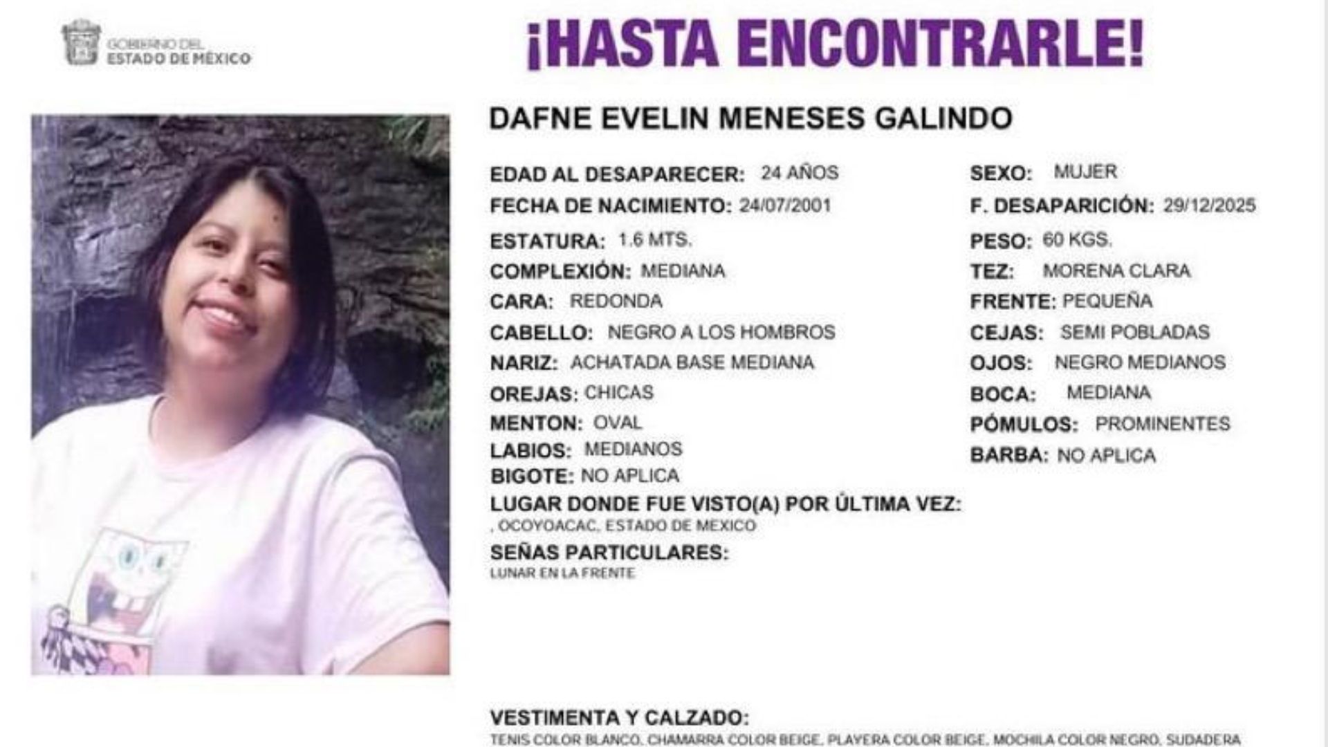 Después de varios días desaparecida, encuentran sin vida a Dafne Evelin en La Marquesa.