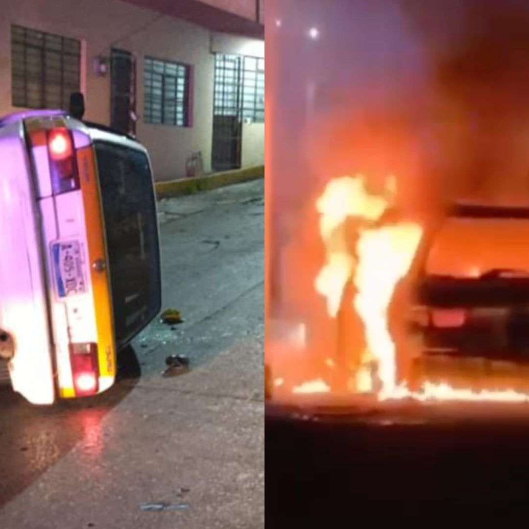 Taxista Abandona su Unidad tras Volcadura y es Quemada en Huatusquito Córdoba Veracruz