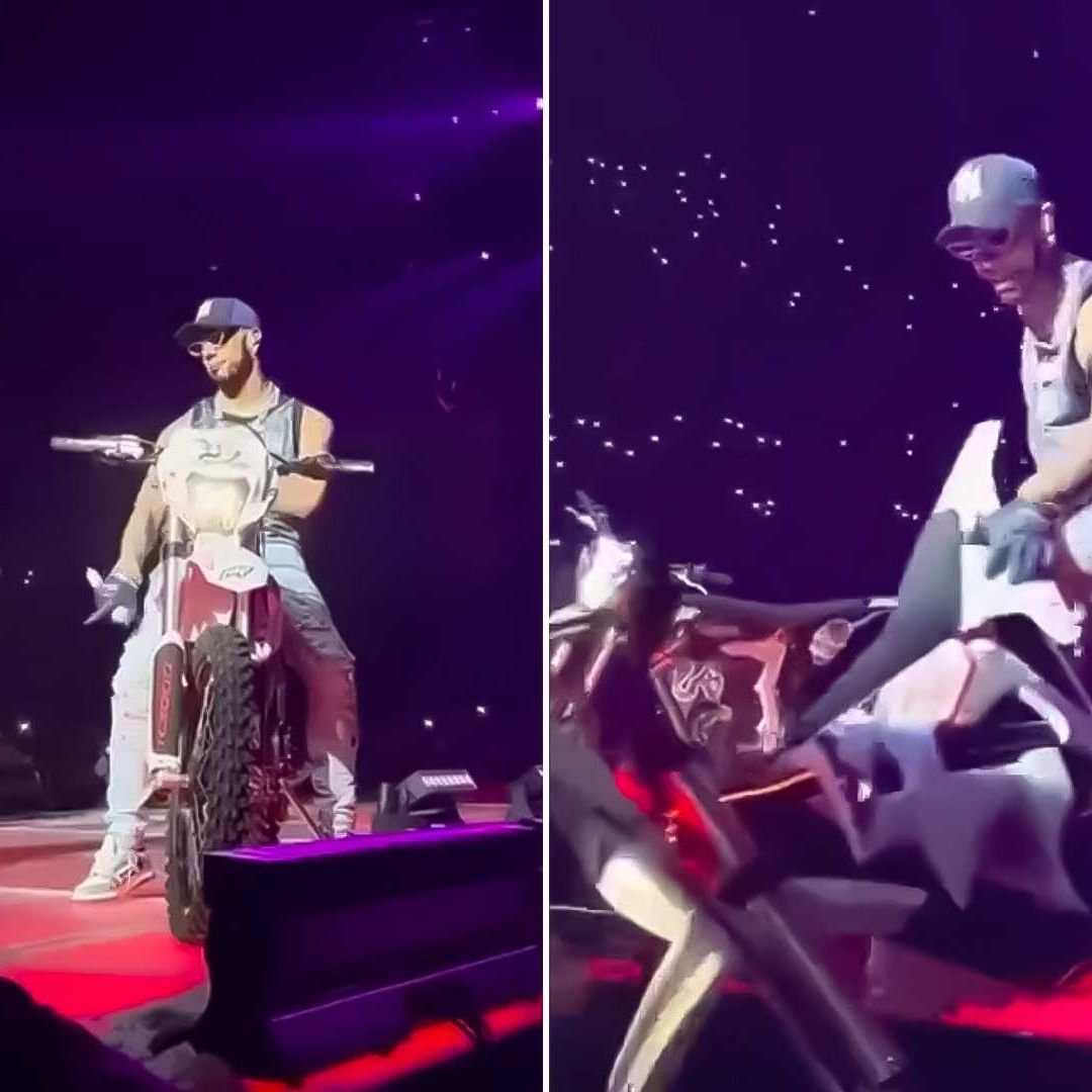 Anuel AA Enciende Moto en Escenario durante Concierto y le Cae al Público | Video