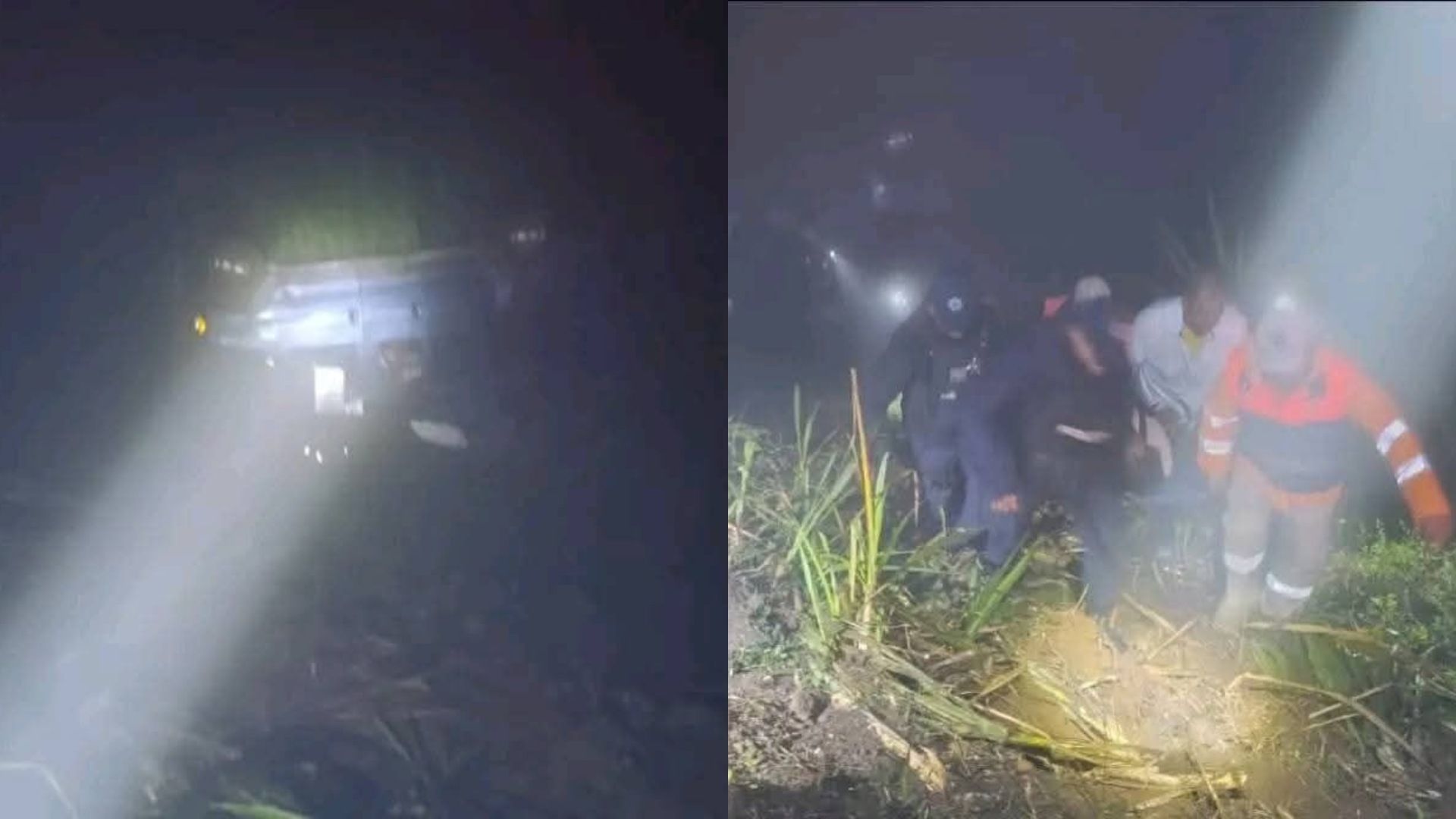 Camioneta cae a barranco tras salir del camino en Totutla, Veracruz.